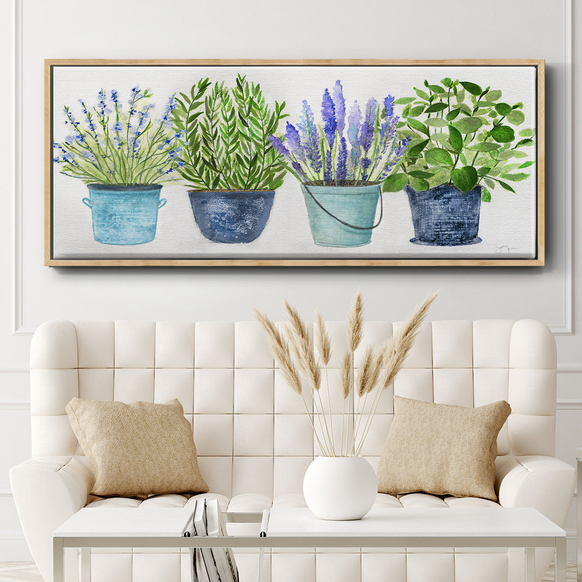 Fresh Herb Collection - Floater Framed Canvas Print