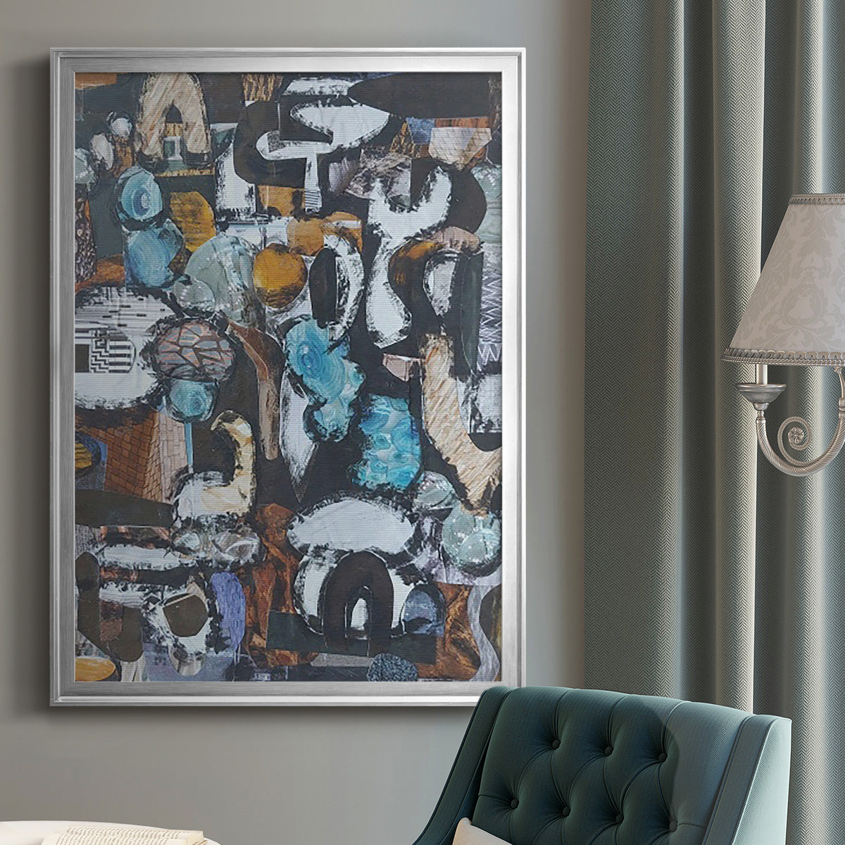 California Beach Blue Glass - Modern Framed Canvas Print