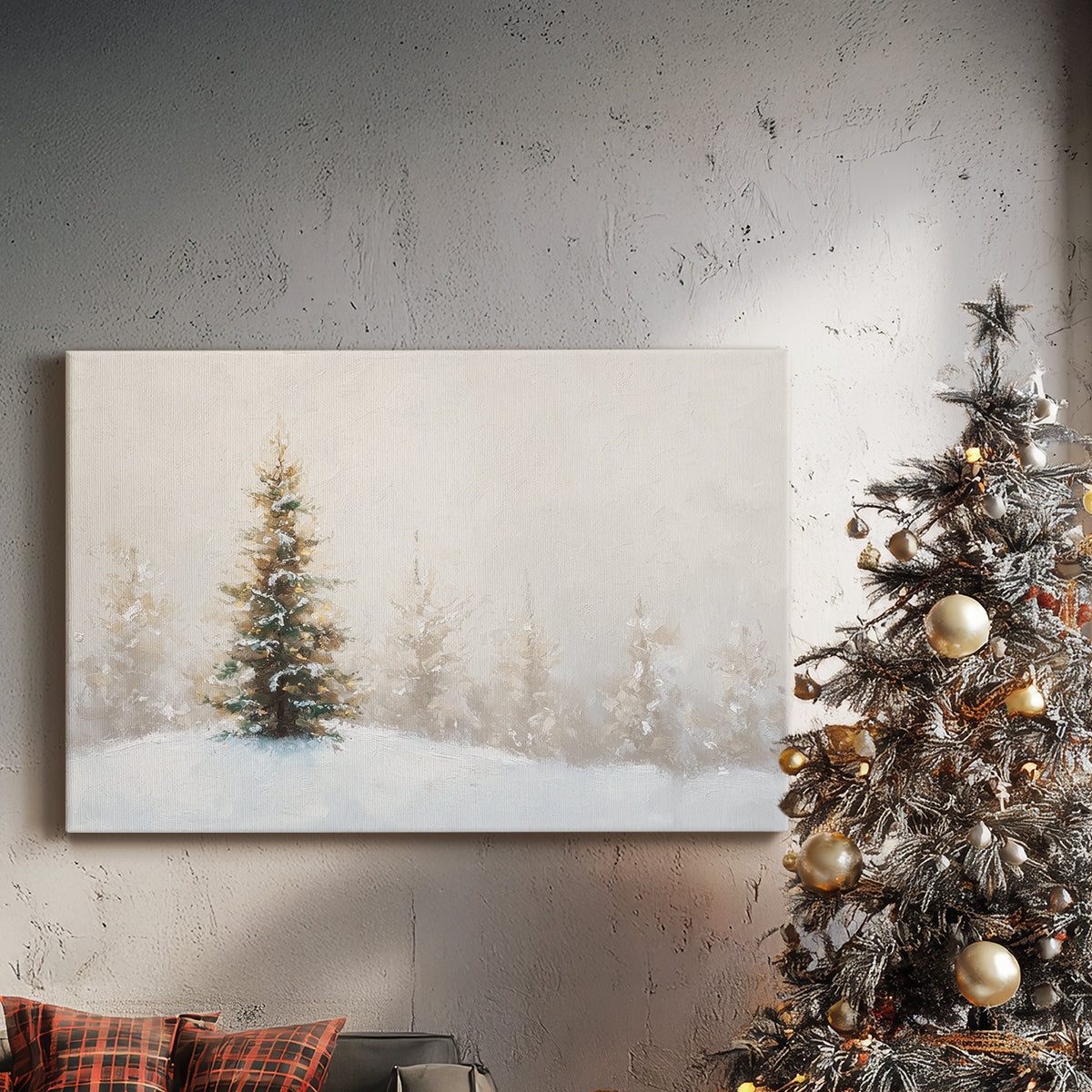 Frostlit Evergreen Parish - Canvas Art Print