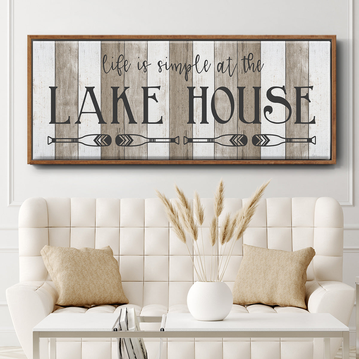 Simple at the Lake House - Floater Framed Canvas Print