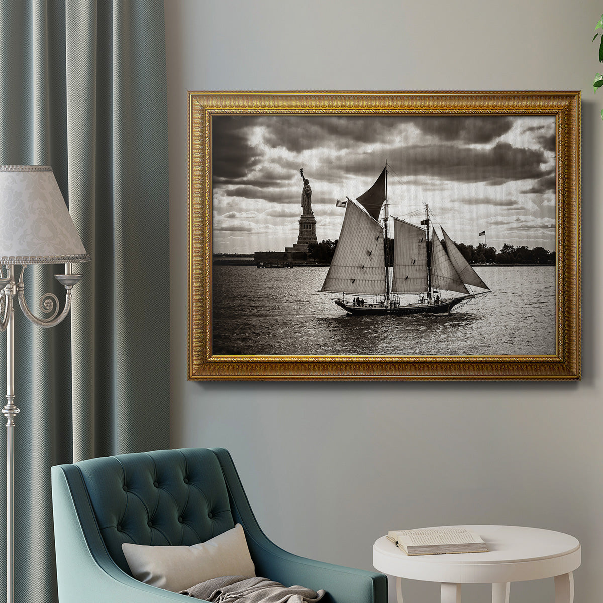 The Clipper & the Liberty Premium Framed Canvas- Ready to Hang