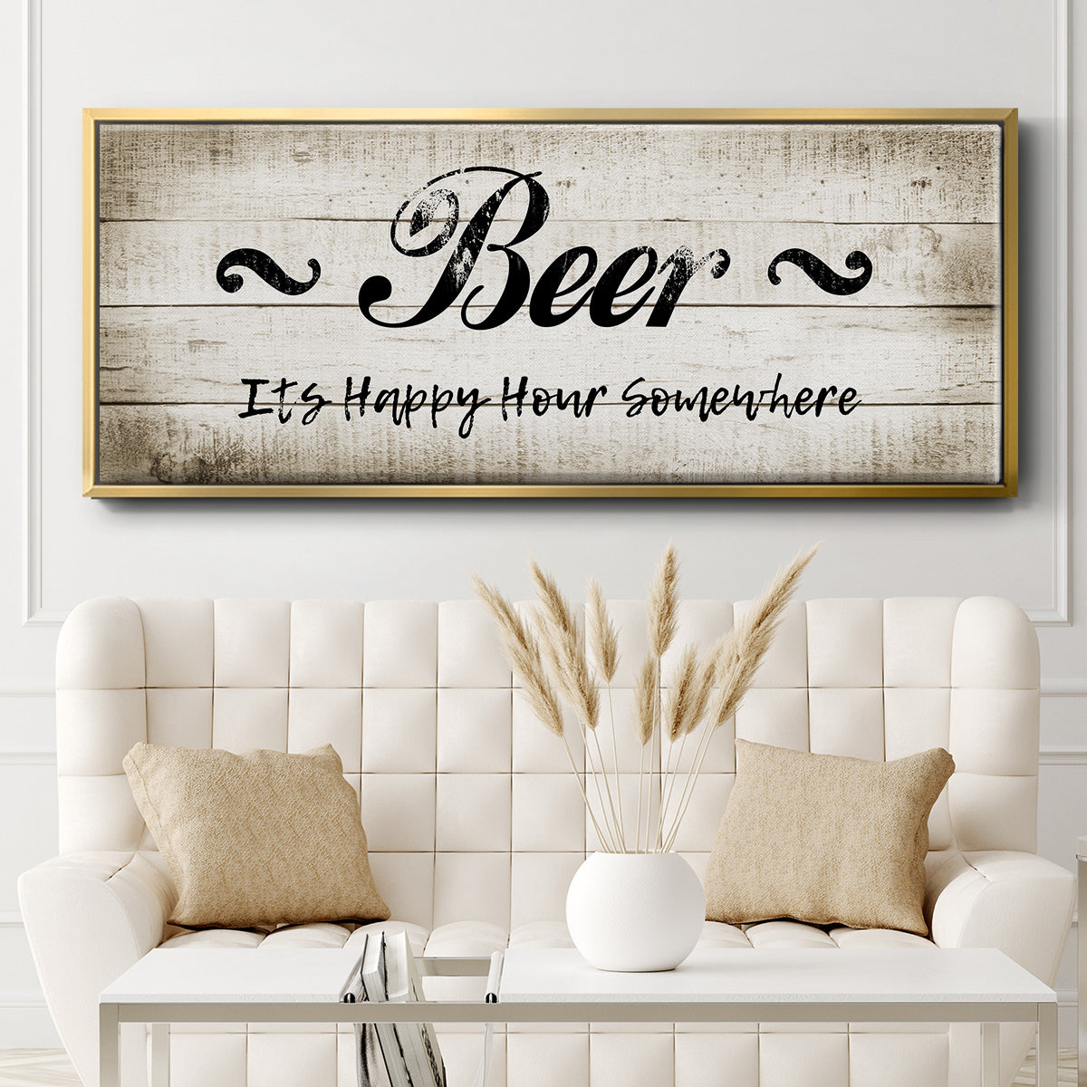 Beer Happy Hour - Floater Framed Canvas Print