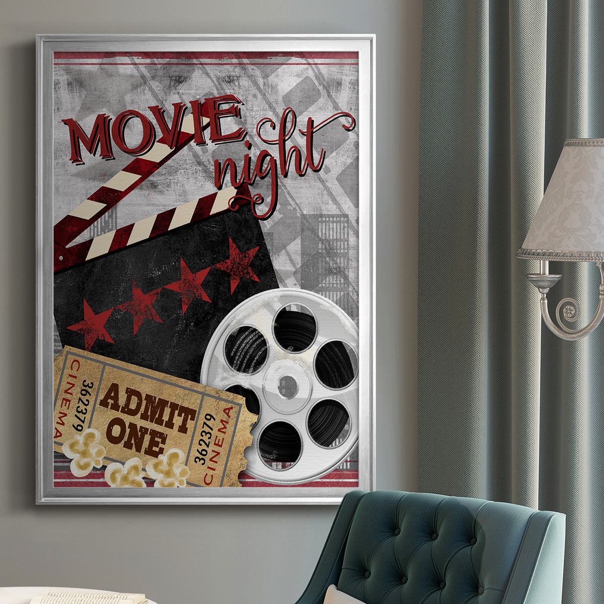 Movie Night II - Modern Framed Canvas Print