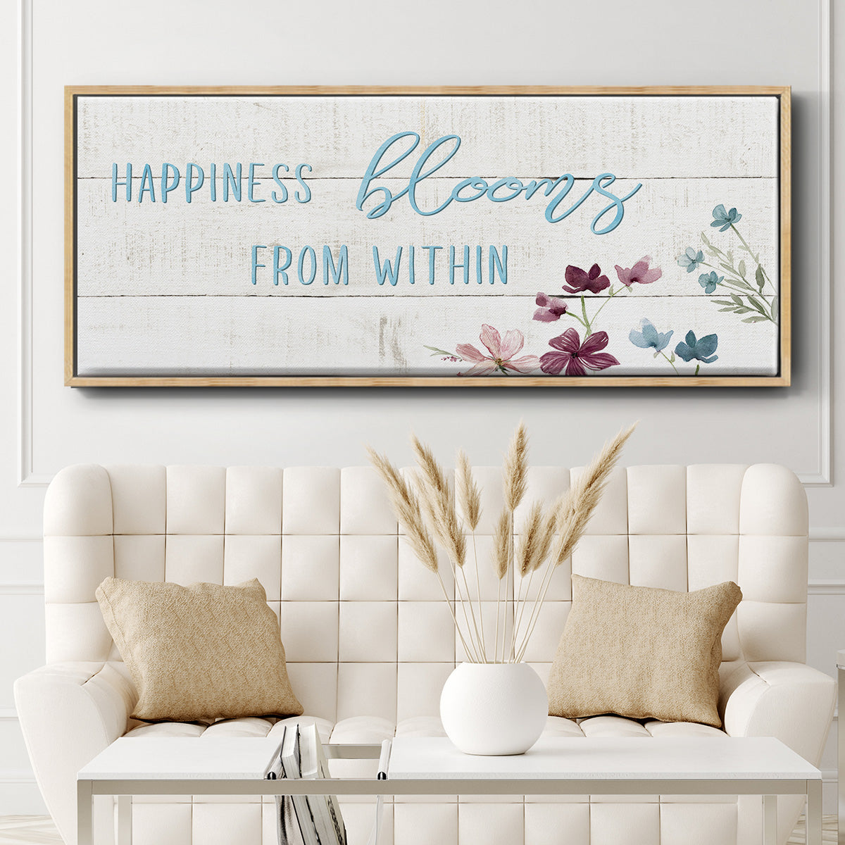 Happiness Blooms - Floater Framed Canvas Print