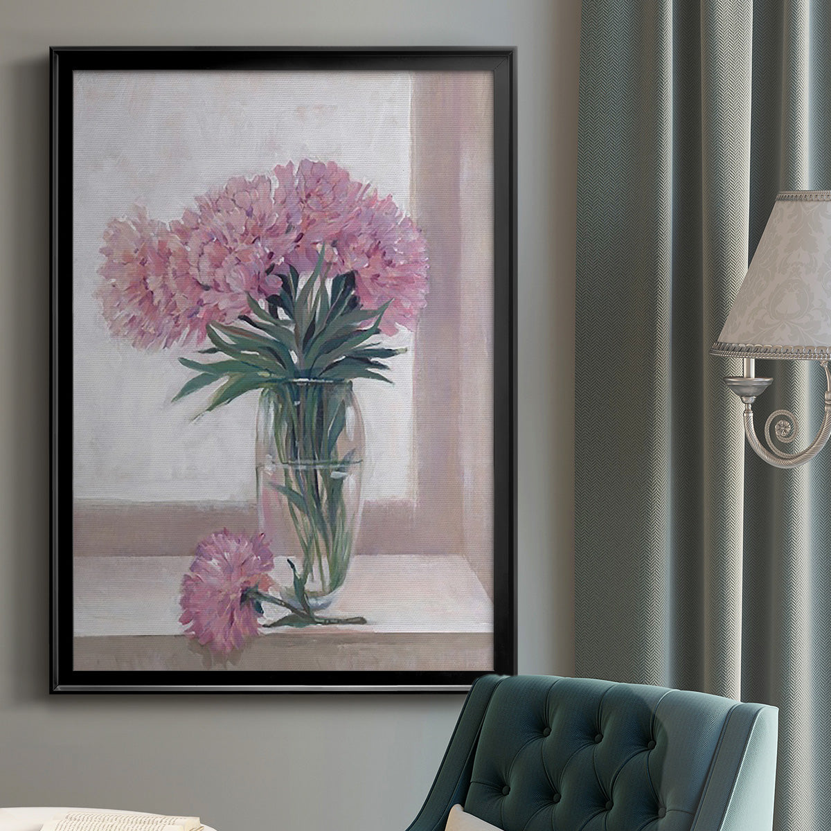 Windowsill Floral I - Modern Framed Canvas Print