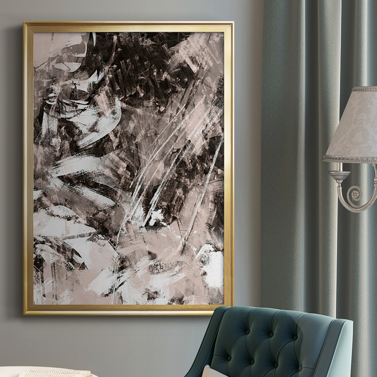 Blush Blackboard II - Modern Framed Canvas Print