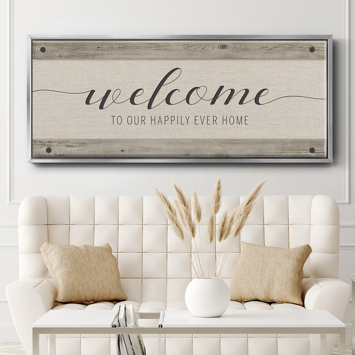 Happily Home - Floater Framed Canvas Print