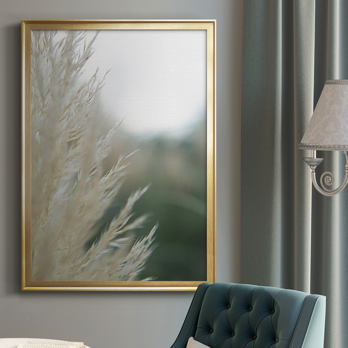 Subtle Grasses I - Modern Framed Canvas Print