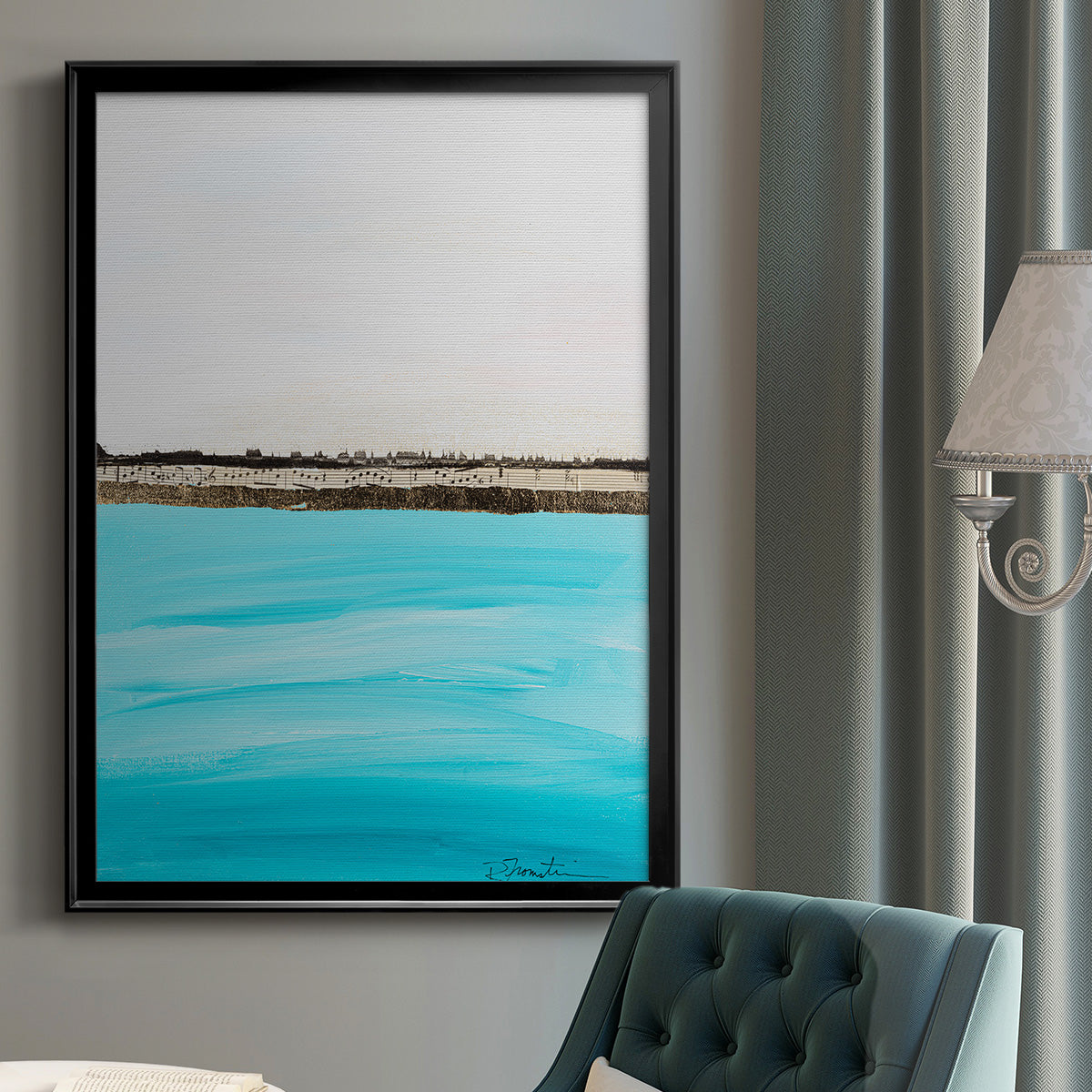 Harmony in Turquiose - Modern Framed Canvas Print