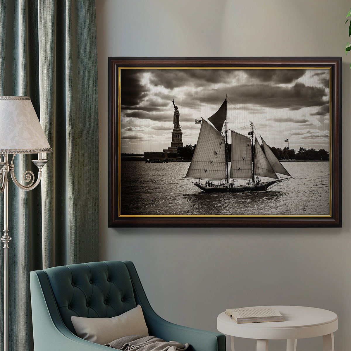 The Clipper & the Liberty Premium Framed Canvas- Ready to Hang