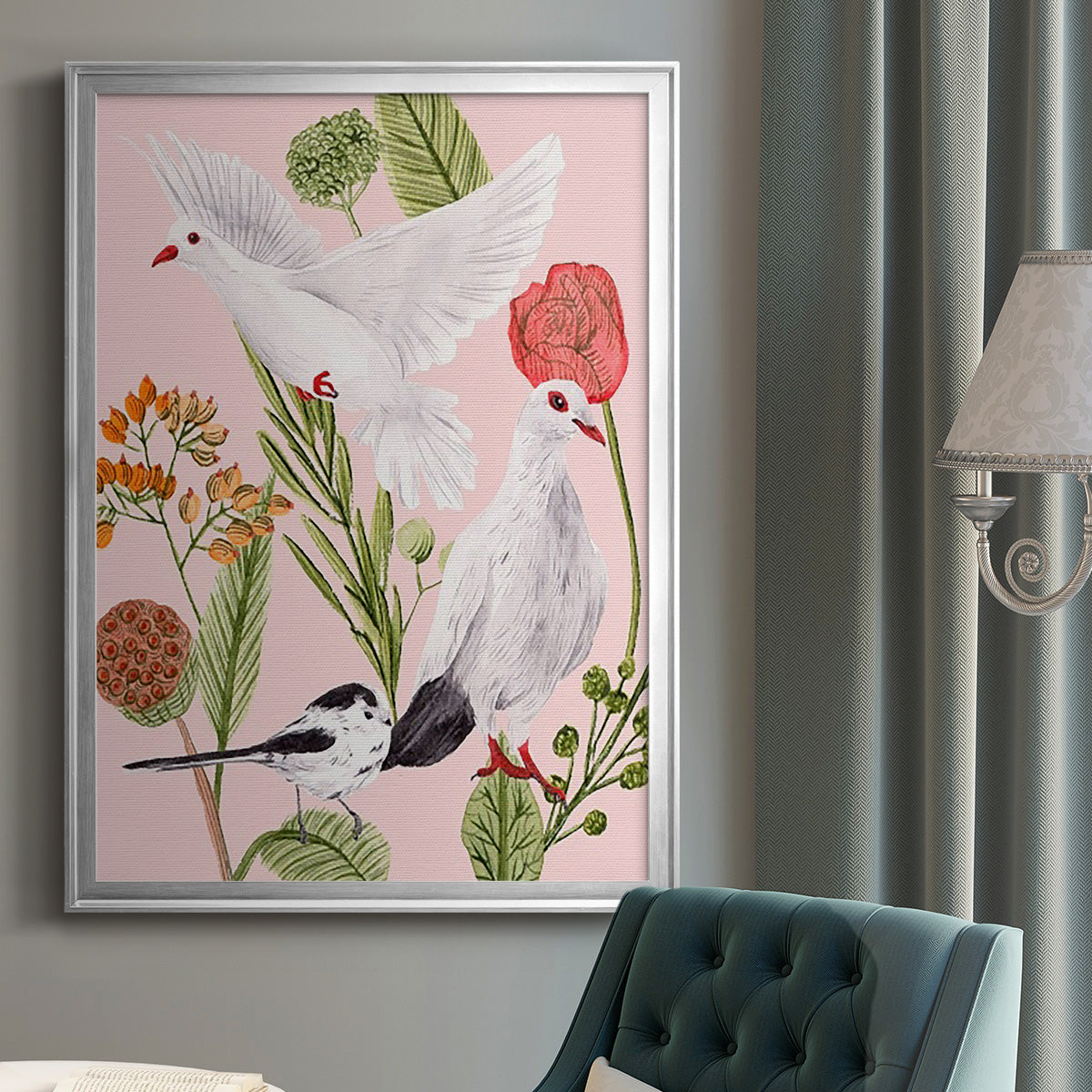 Birds in Motion I - Modern Framed Canvas Print