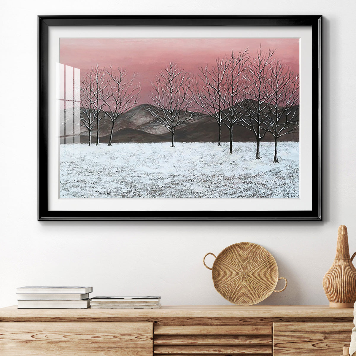 Sunset Snowfall II - Modern Framed Art Print