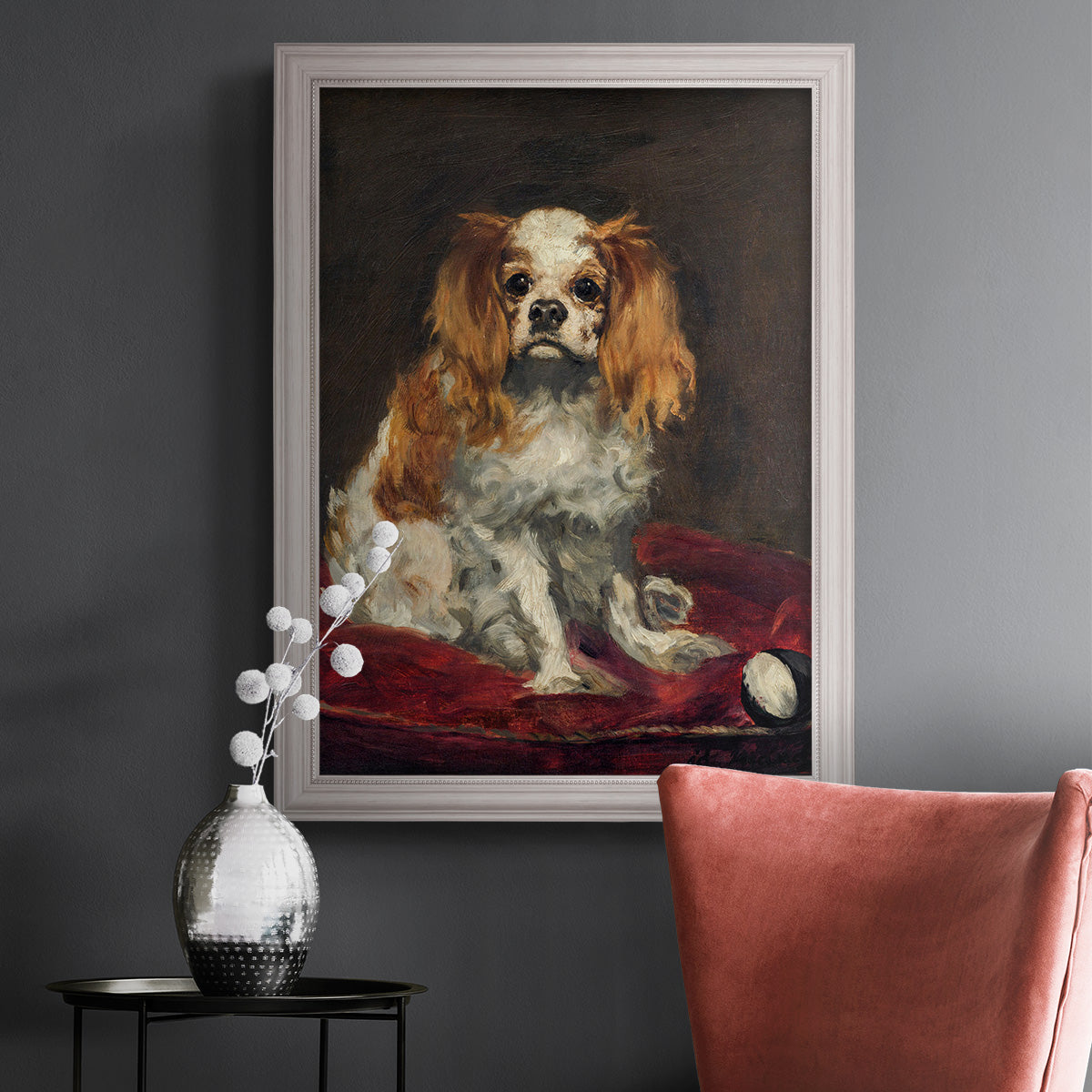 A King Charles Spaniel - Ornate Framed Canvas Print