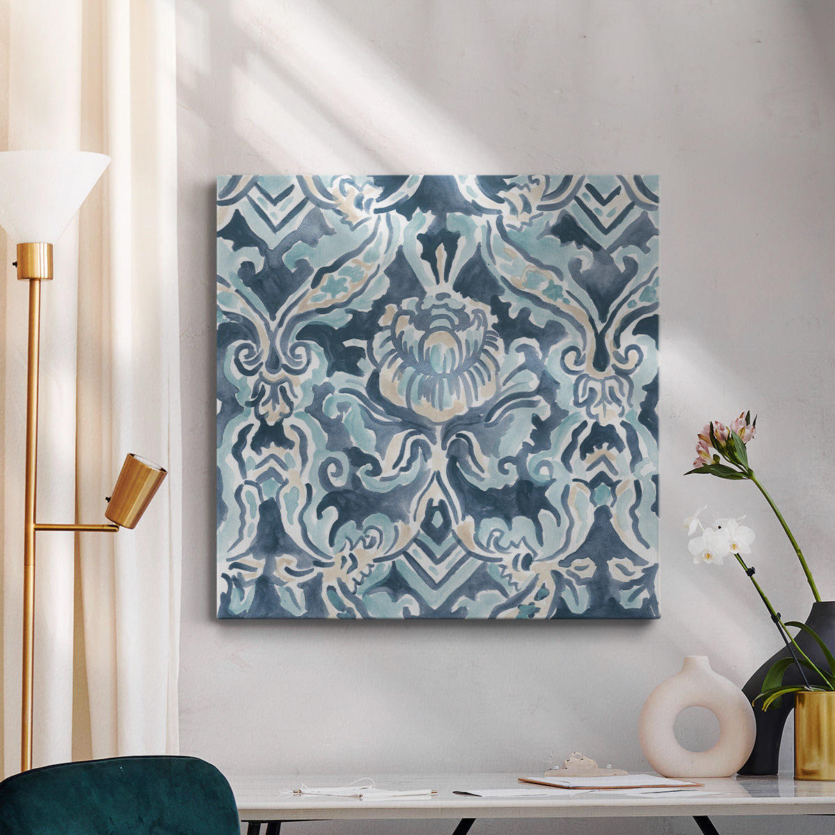 Blue & Khaki Motif IV - Canvas Art Print