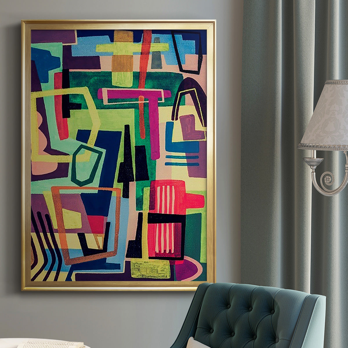 Connected Colors I - Modern Framed Canvas Print