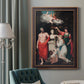 Classical allegorical painting honoring Linnaeus by Robert John Thornton in an ornate bronzed mahogany wood frame displayed in a dark-toned interior setting.