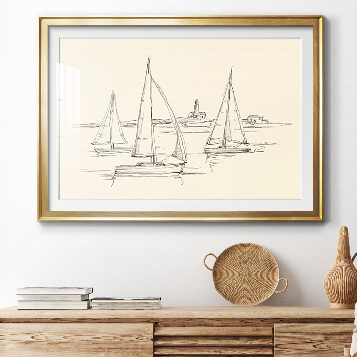 Coastal Contour Sketch II Premium Framed Print - Ready to Hang