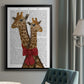 Giraffes and Bow - Modern Framed Canvas Print