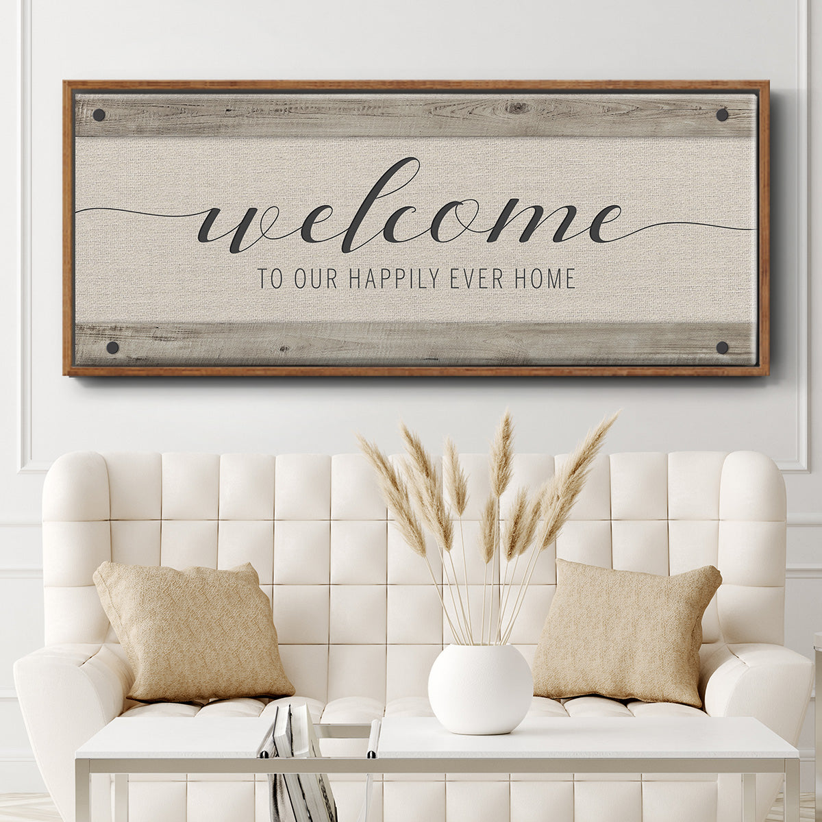 Happily Home - Floater Framed Canvas Print