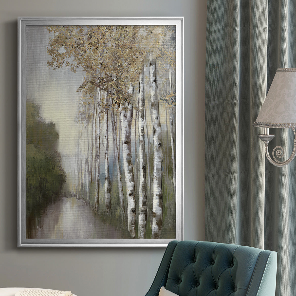 Woodland Walk Neutral - Modern Framed Canvas Print