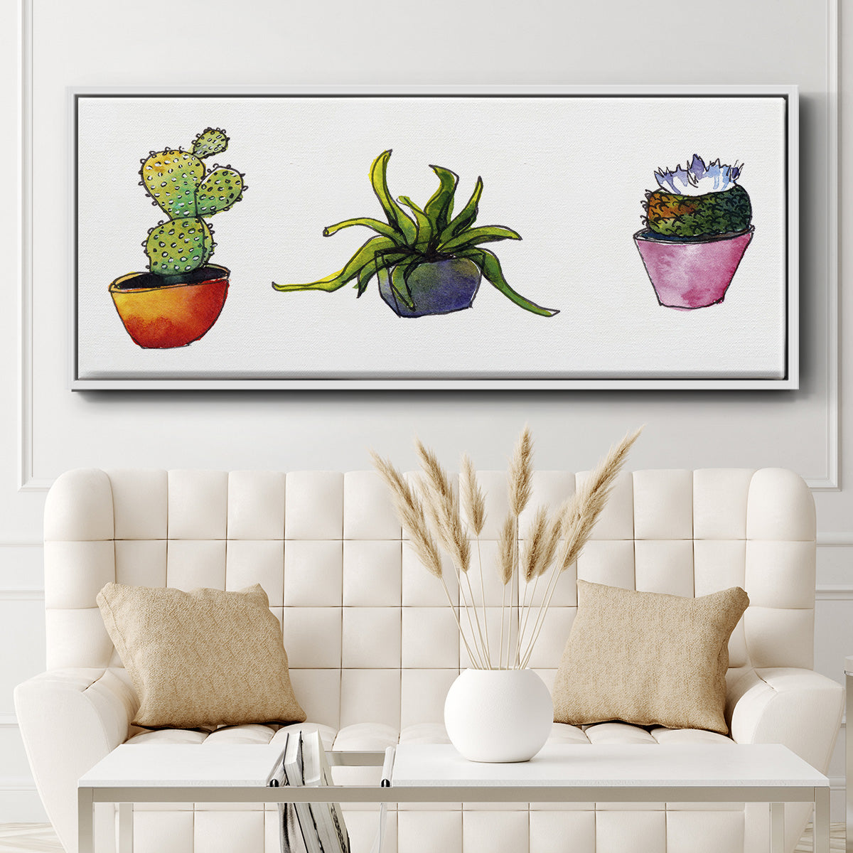 Vibing Succulents I - Floater Framed Canvas Print