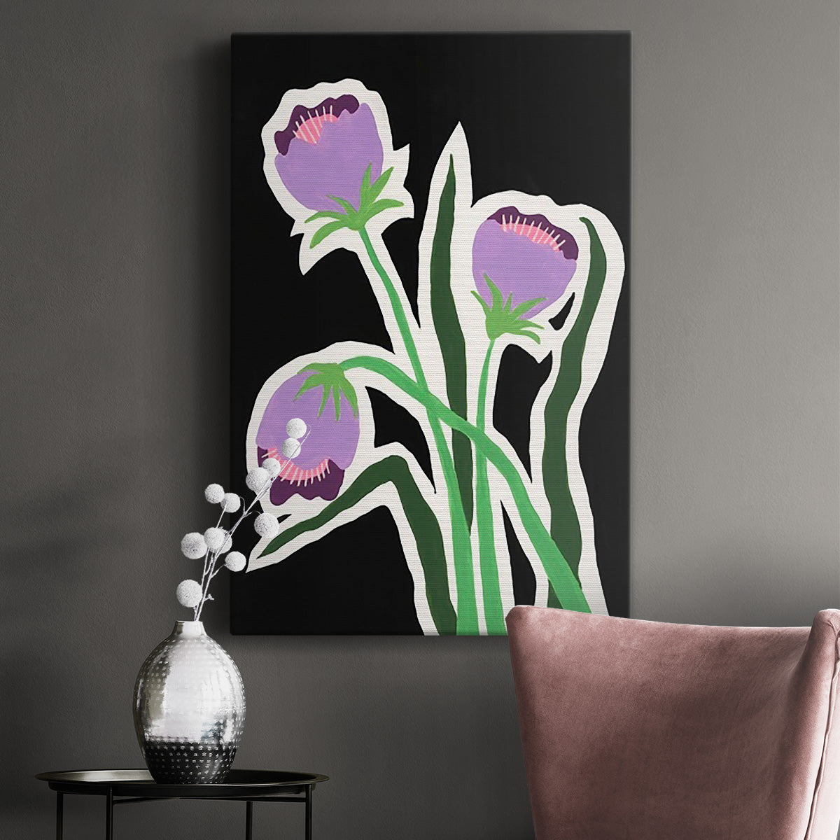 Pop Flowers II Premium Gallery Wrapped Canvas - Ready to Hang