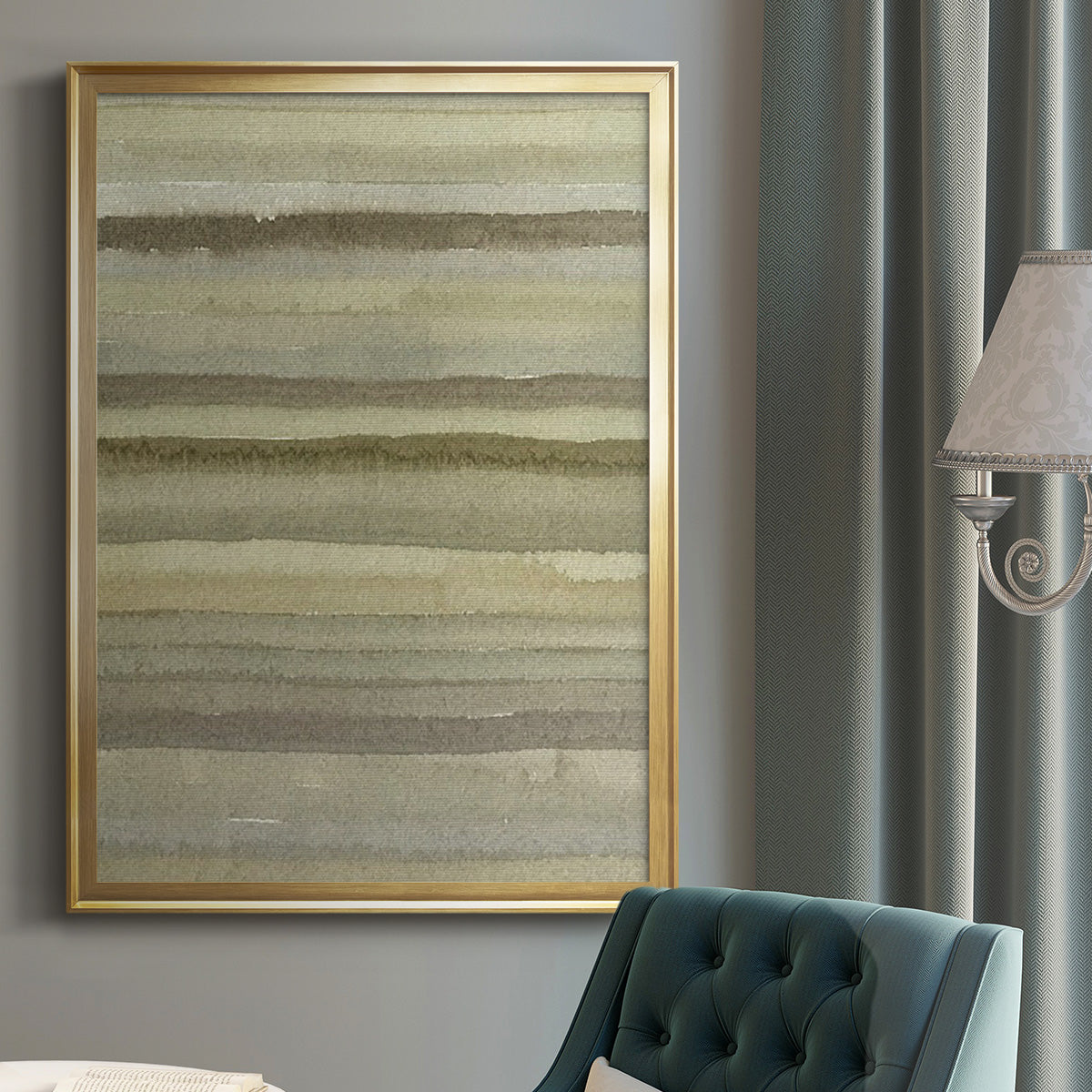 Lines in Neutral II - Modern Framed Canvas Print