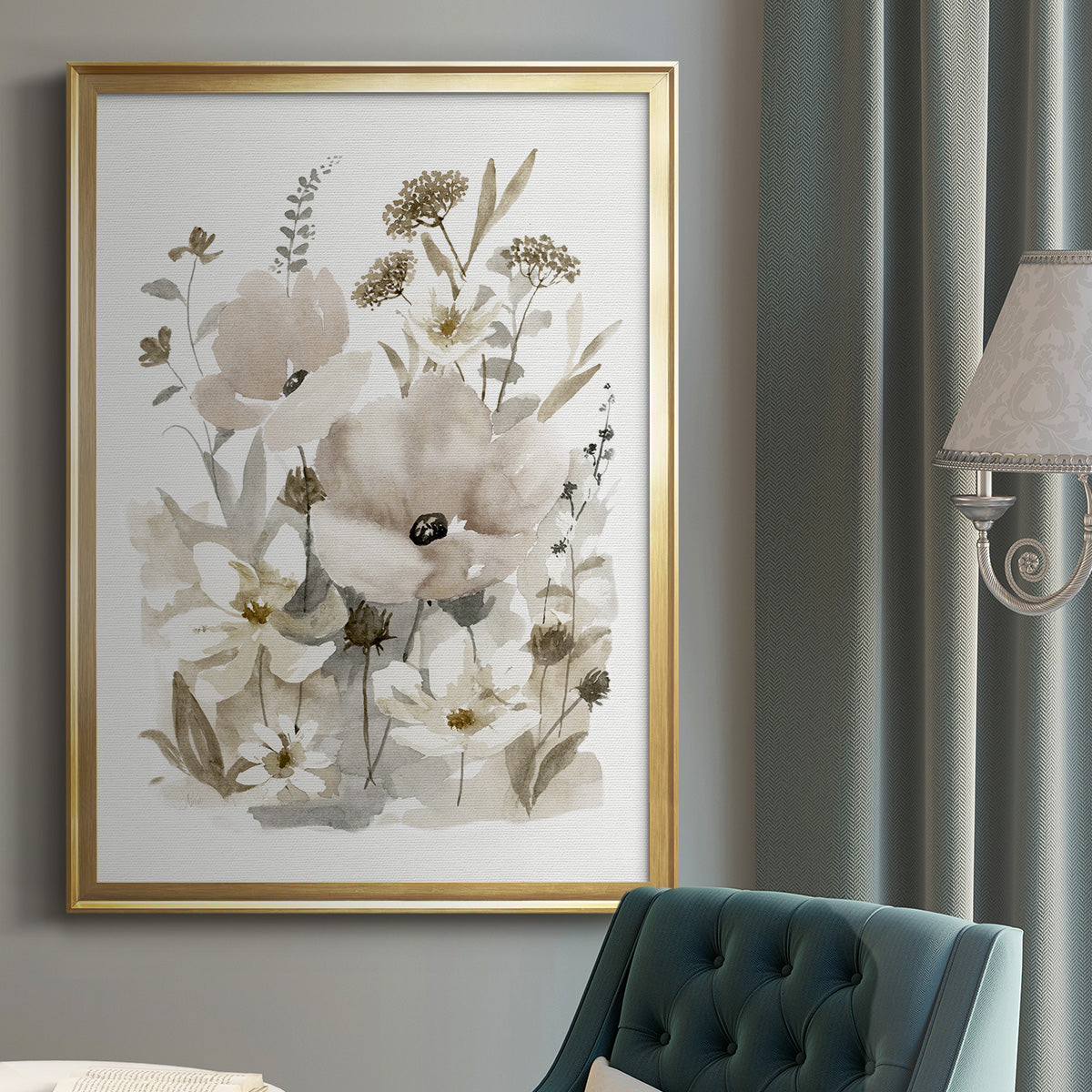 Neutral Nature II - Modern Framed Canvas Print