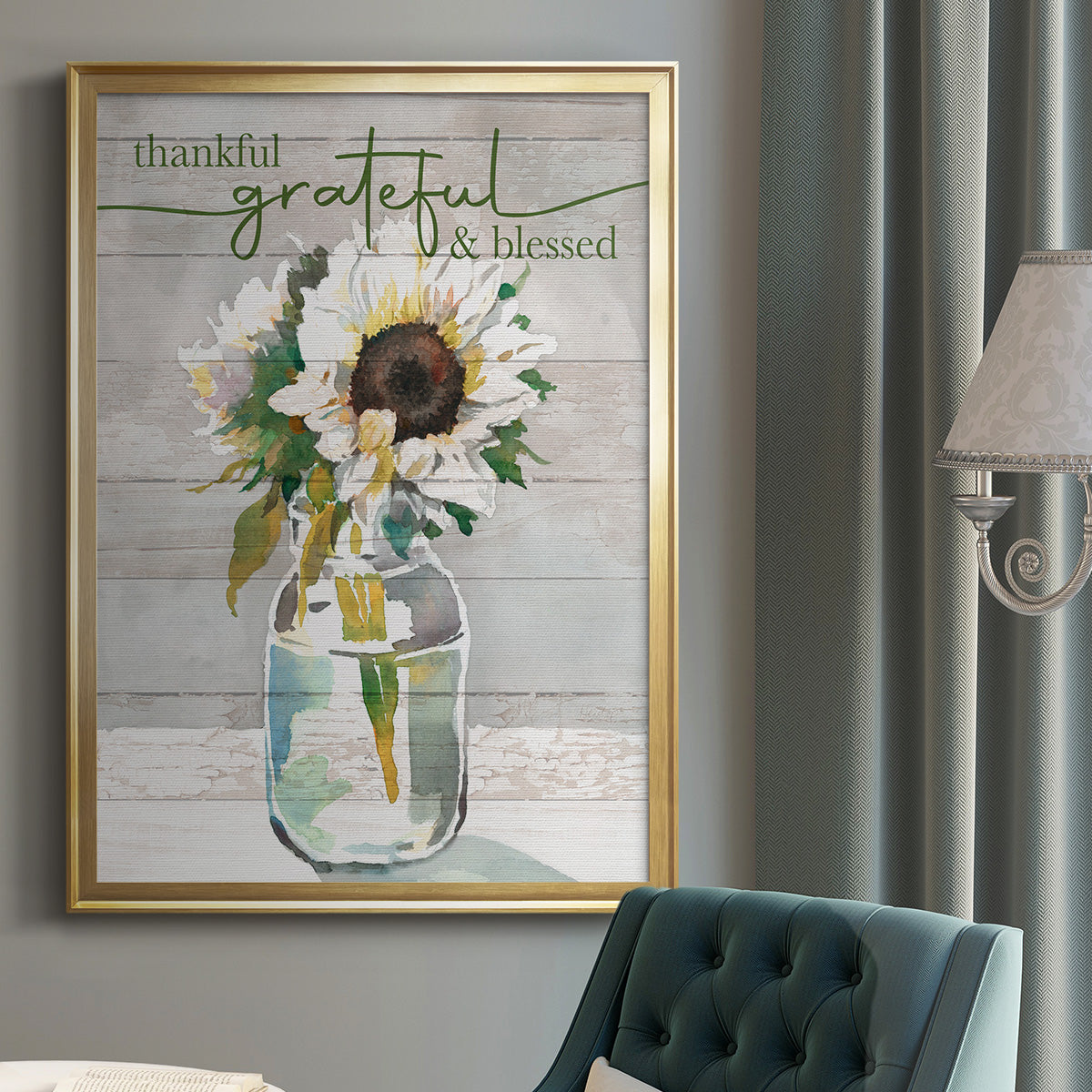 Thankful, Grateful, Blessed - Modern Framed Canvas Print