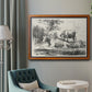 Classical pastoral landscape artwork by Nicolas Berchem in an ornate vintage burl wood frame displayed in a neutral interior setting.