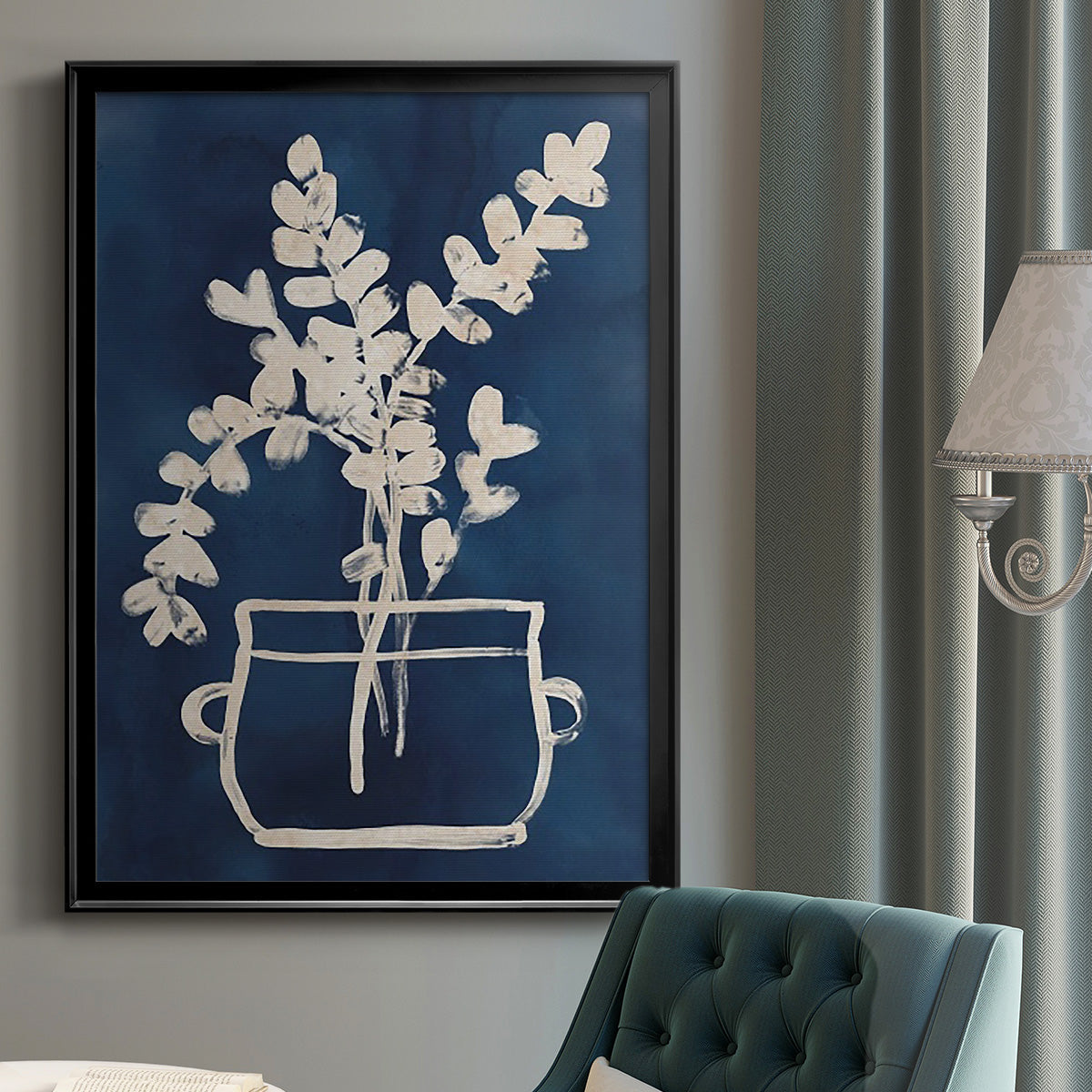 Vessel on Indigo I - Modern Framed Canvas Print