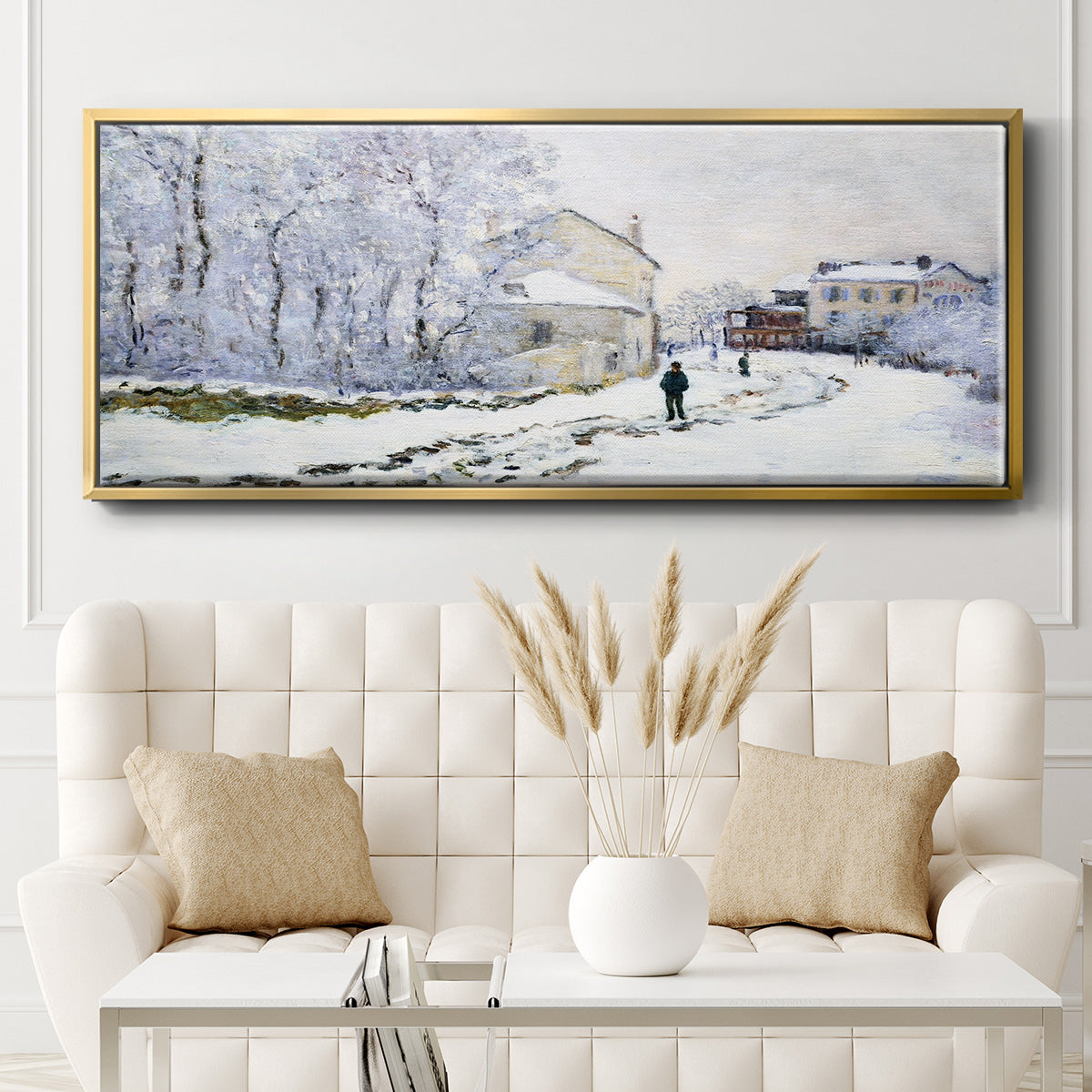 Snow in Argenteuil, 1875 - Floater Framed Canvas Print