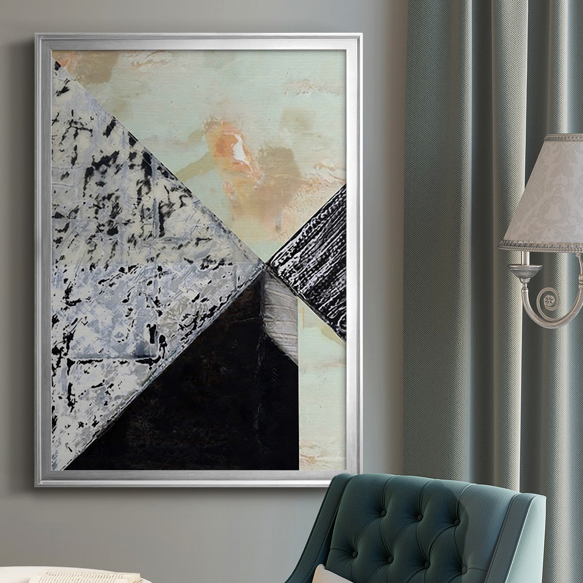 Tiles & Texture Abstract Angles I - Modern Framed Canvas Print