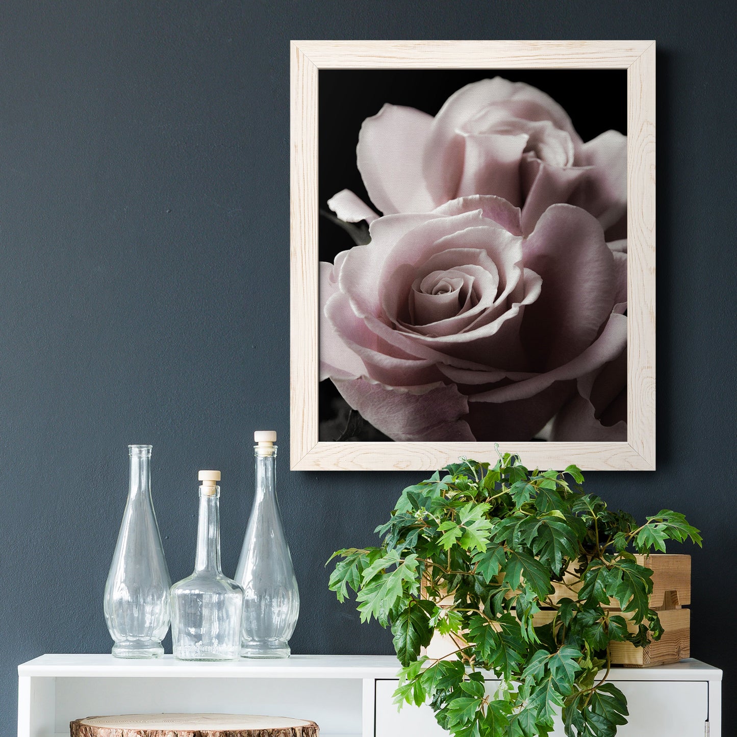 Rose Noir II - Premium Canvas Framed in Barnwood - Ready to Hang