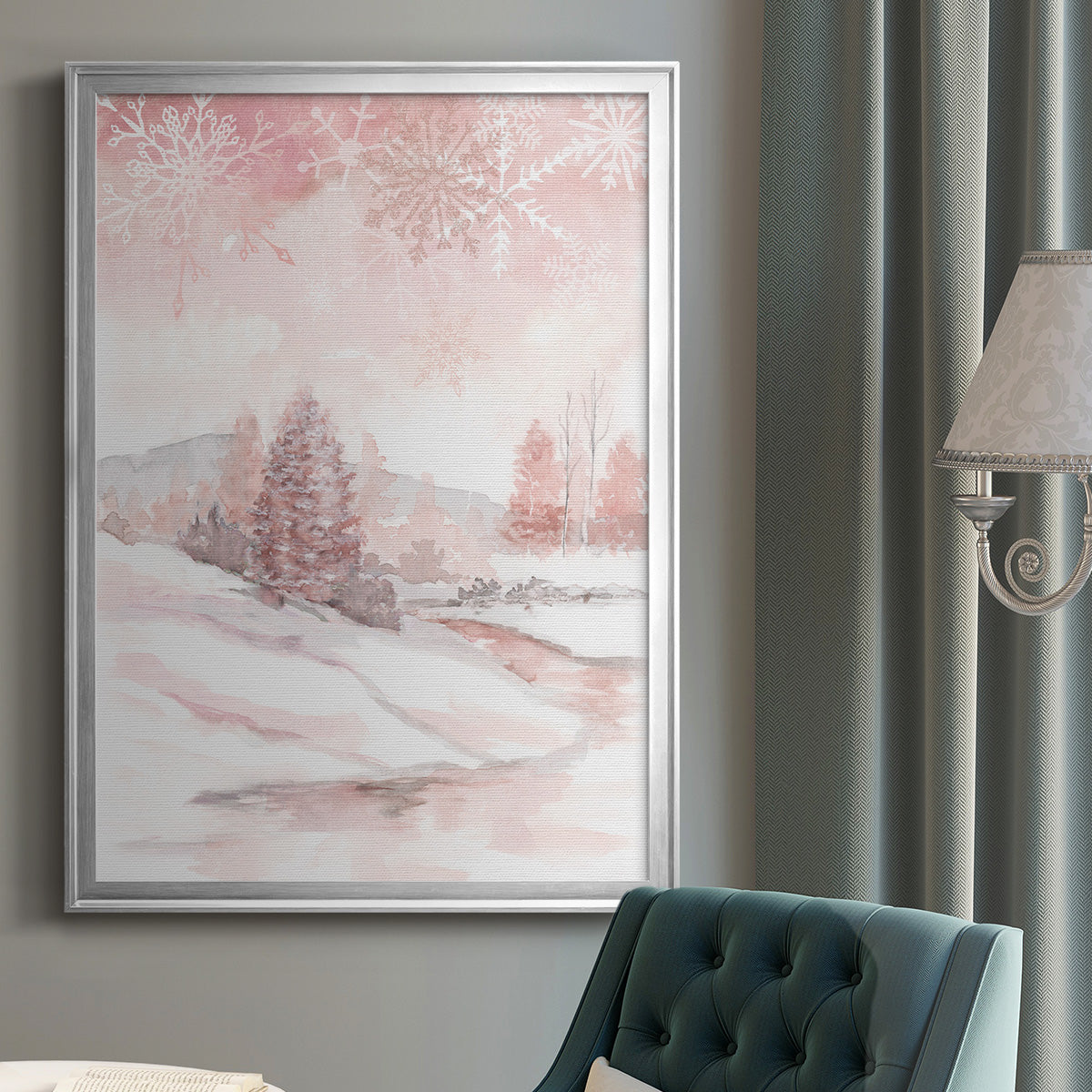 Blush Winter - Modern Framed Canvas Print