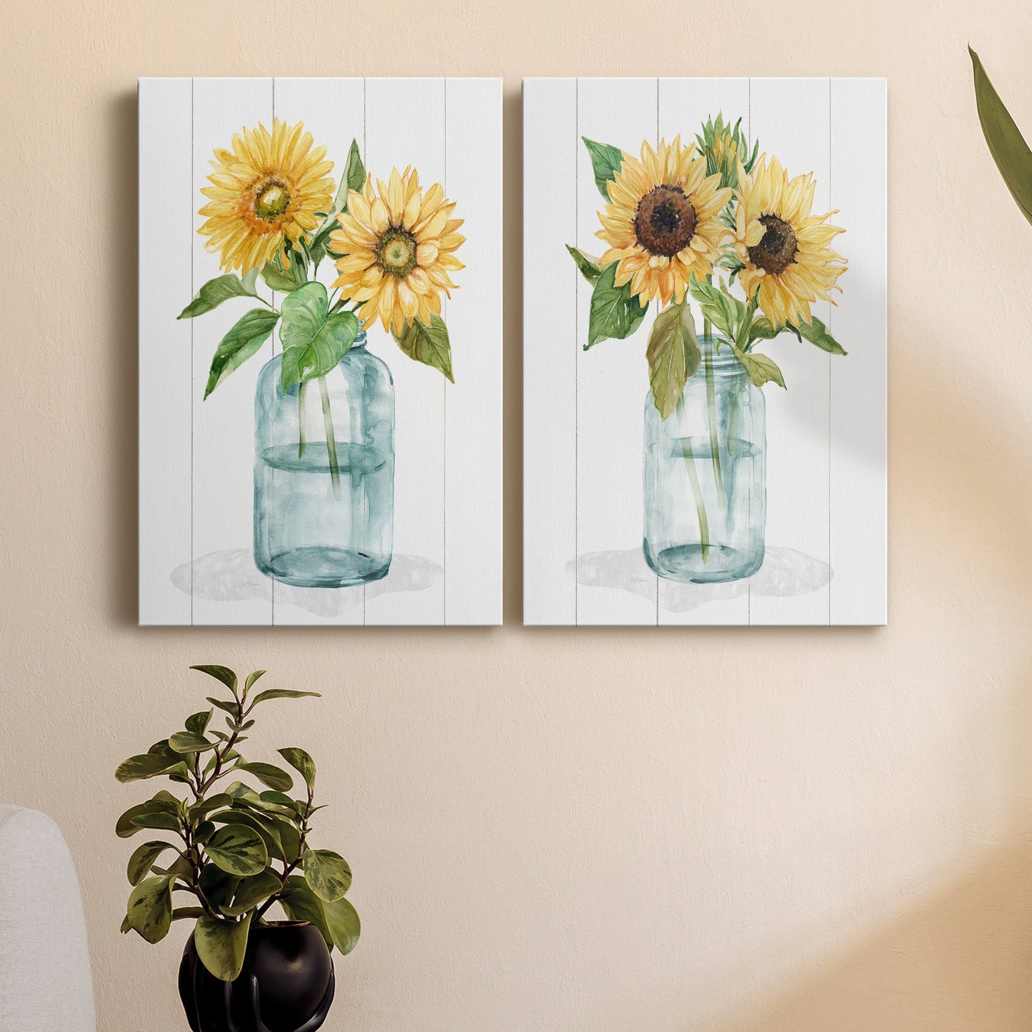 Sunny Day I Premium Gallery Wrapped Canvas - Ready to Hang - Set of 2 - 8 x 12 Each