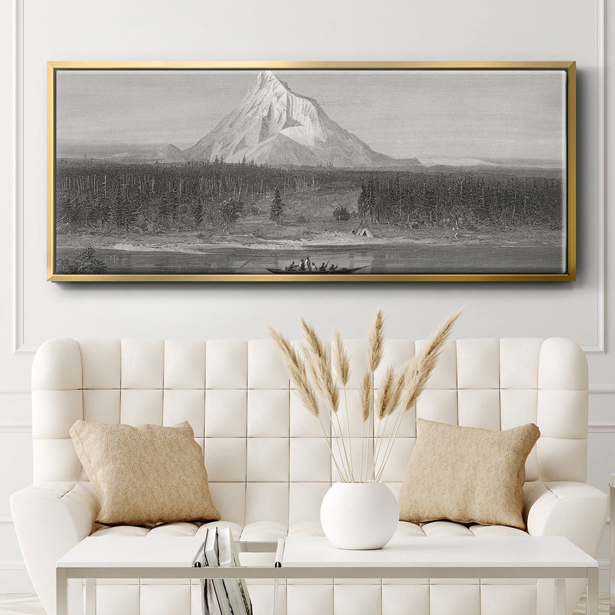 Mount Hood from the Columbia - Floater Framed Canvas Print