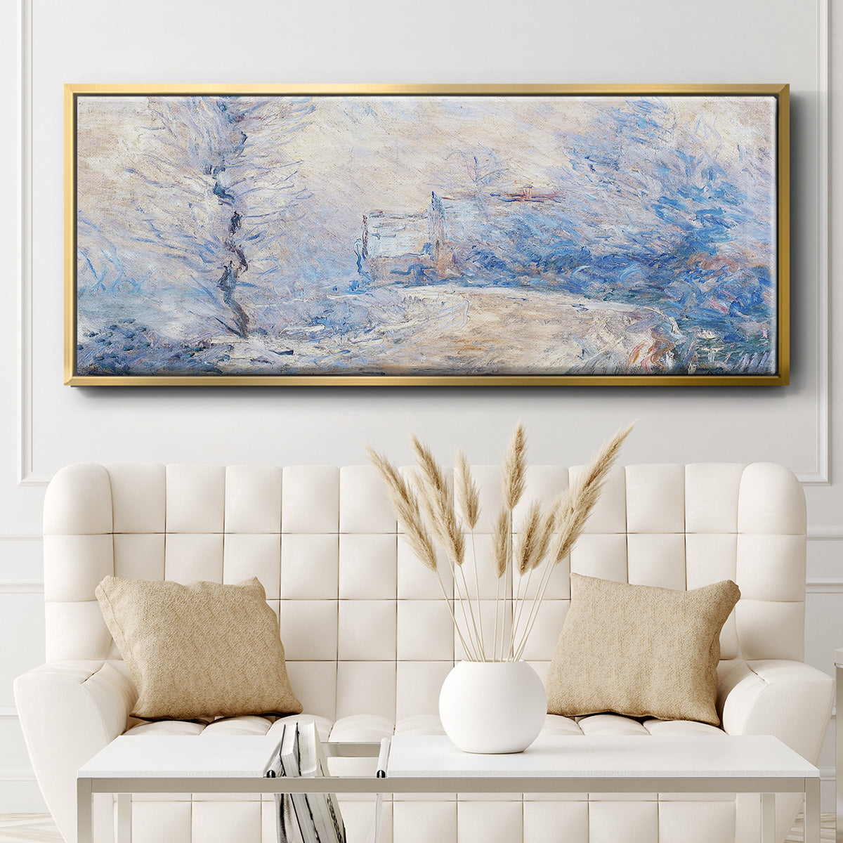 The Entrance to Giverny Under the Snow, 1885 - Floater Framed Canvas Print
