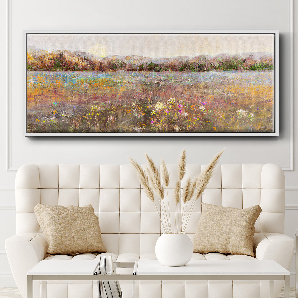 Meadow Moonrise - Floater Framed Canvas Print