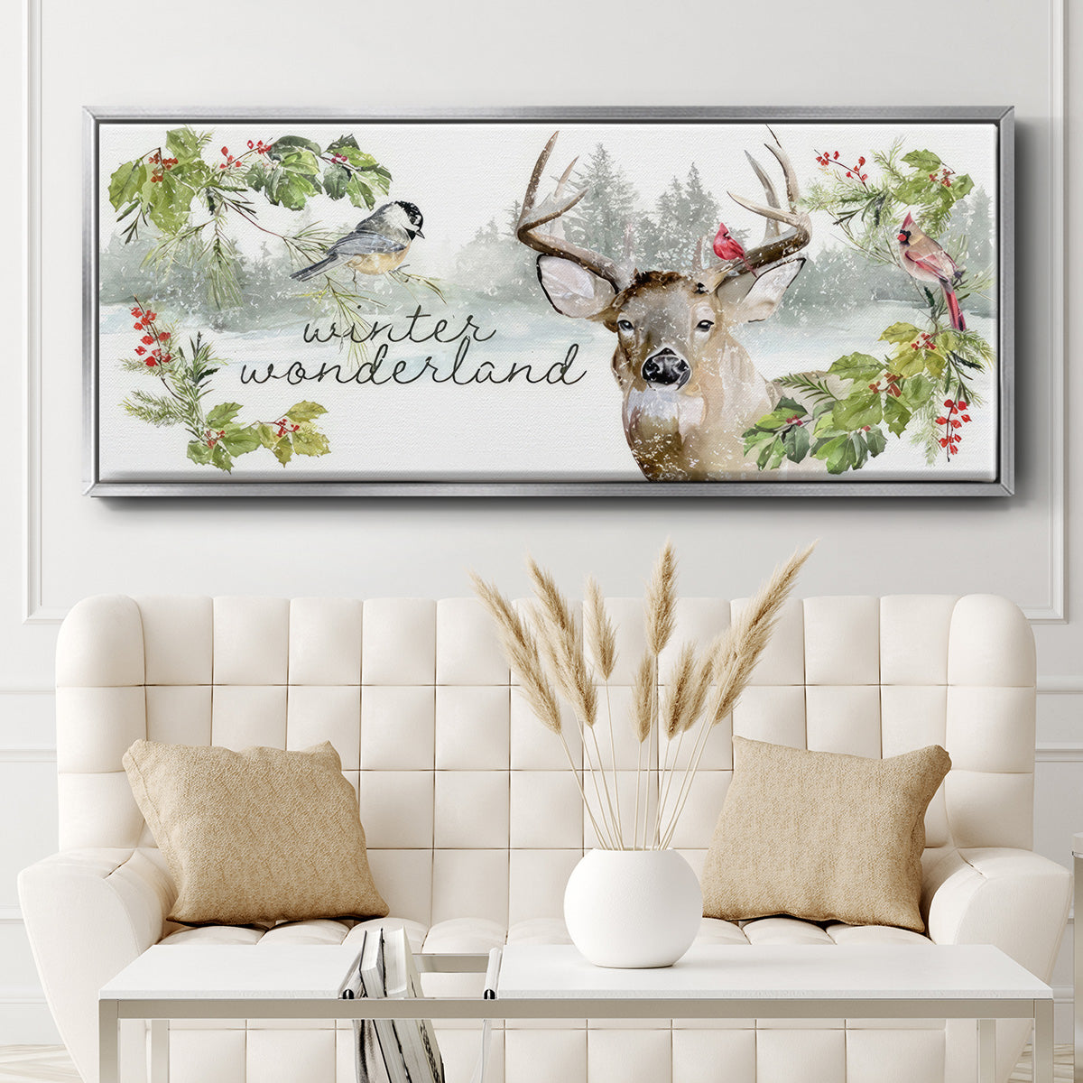 Reindeer Woods - Floater Framed Canvas Print