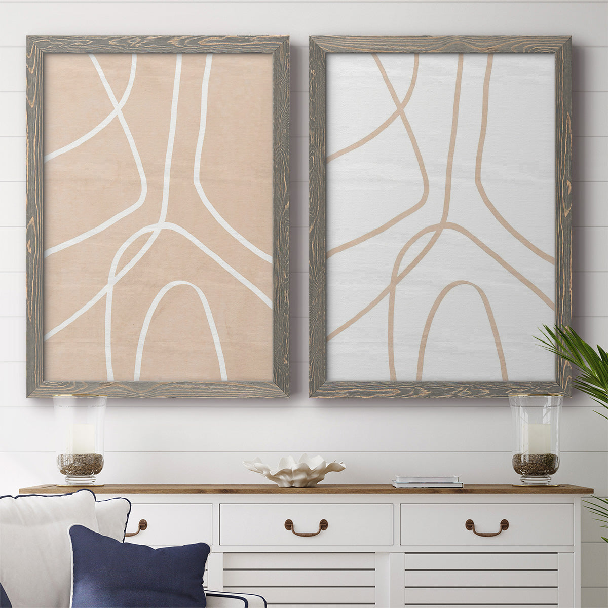 Clean Contour III - Barnwood Framed Canvas Set