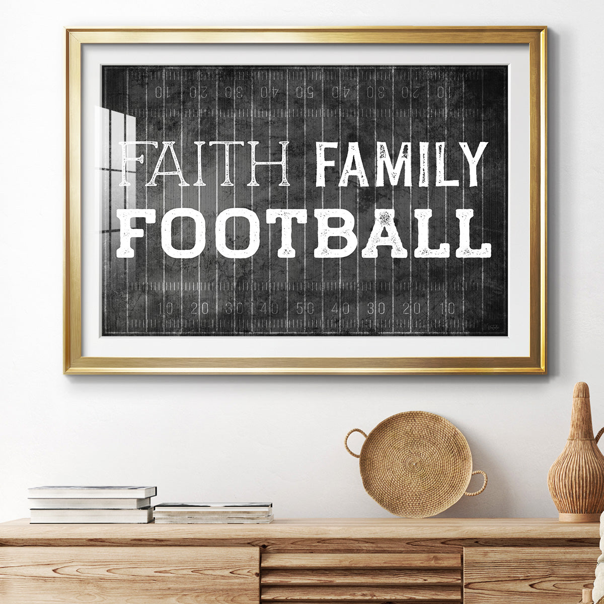 Faith Family Football - Modern Framed Art Print