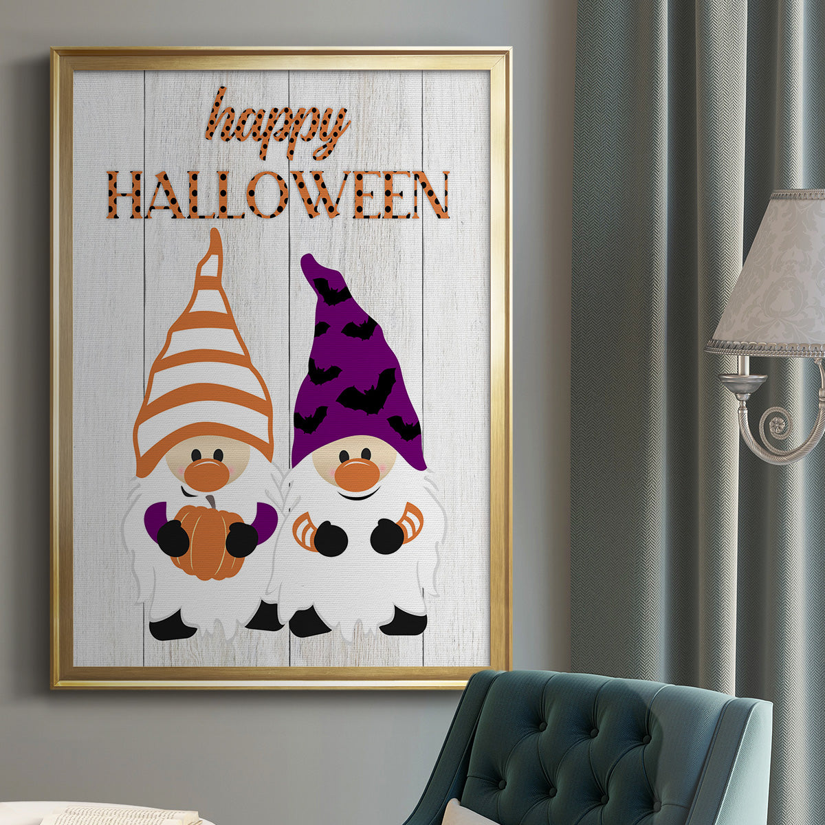Halloween Gnomes - Modern Framed Canvas Print