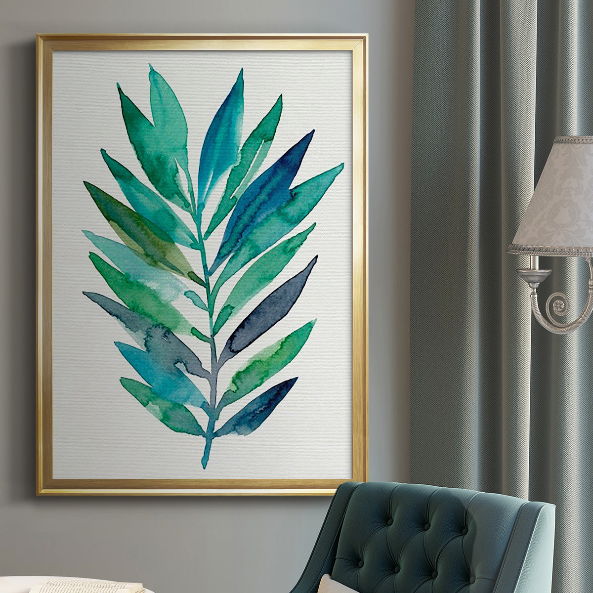 Palm Frond Flow II - Modern Framed Canvas Print