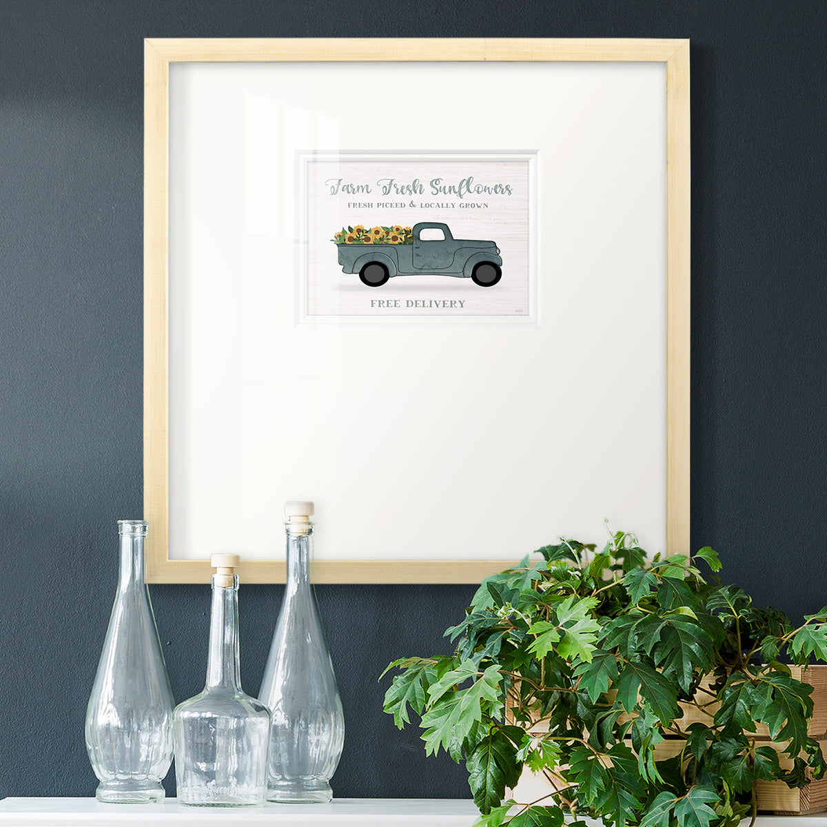 Farmers Market Truck Premium Framed Print Double Matboard