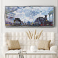 Saint Lazare Station in Paris, Arrival of a Train - Floater Framed Canvas Print