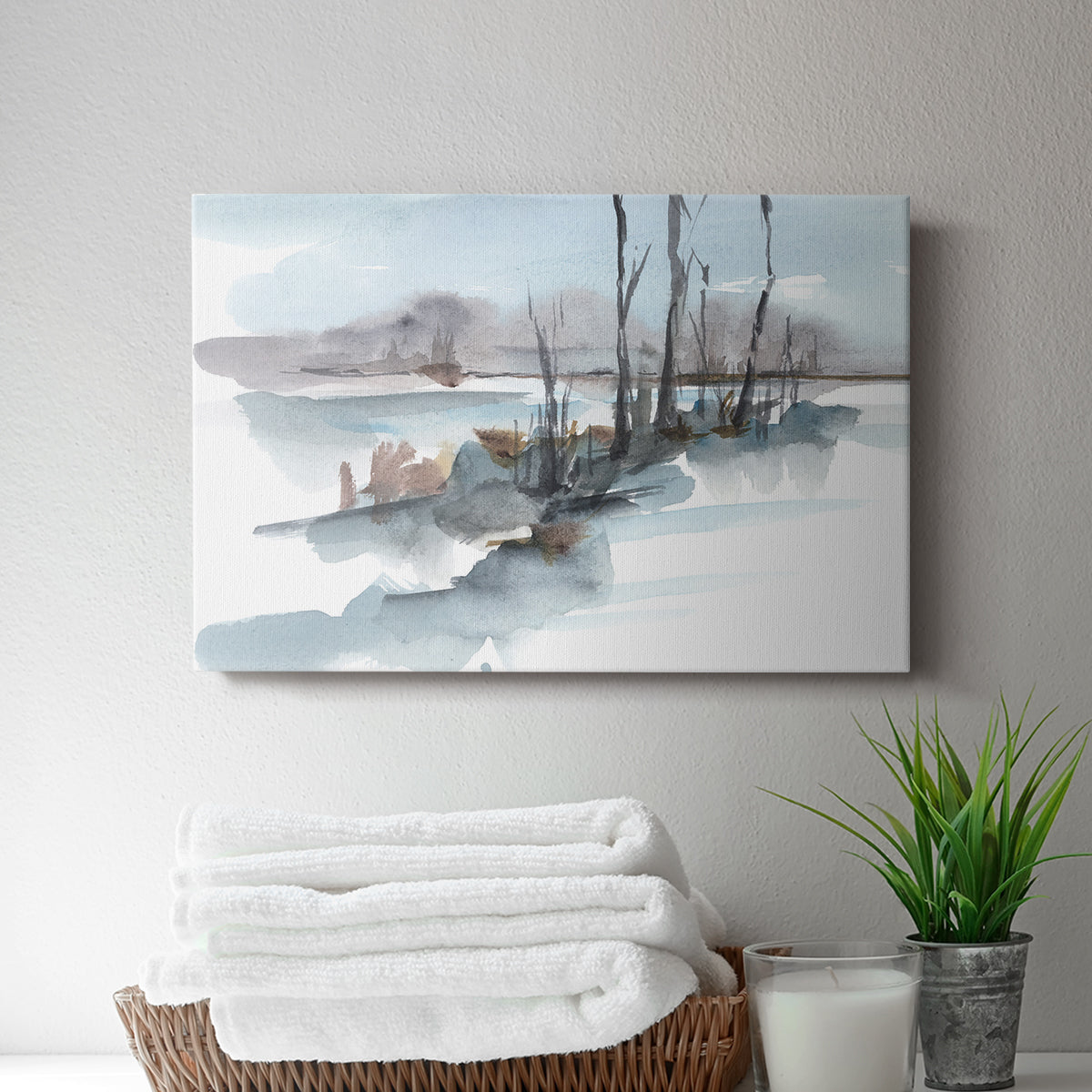 Winter Stream Watercolor I - Canvas Art Print