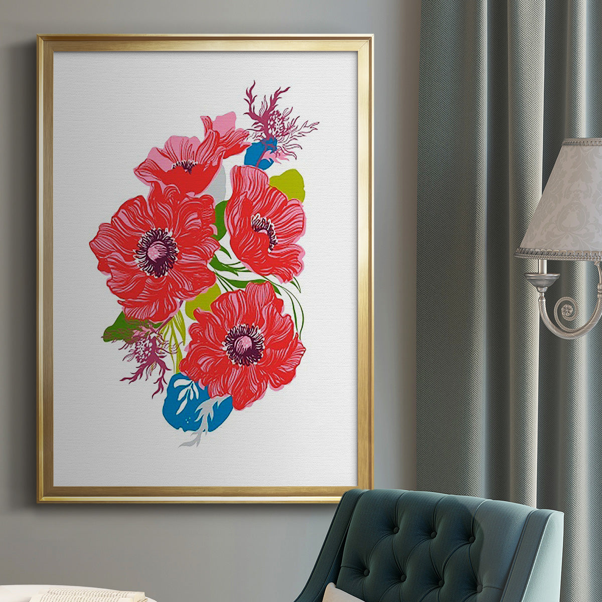 Brilliant Poppies I - Modern Framed Canvas Print