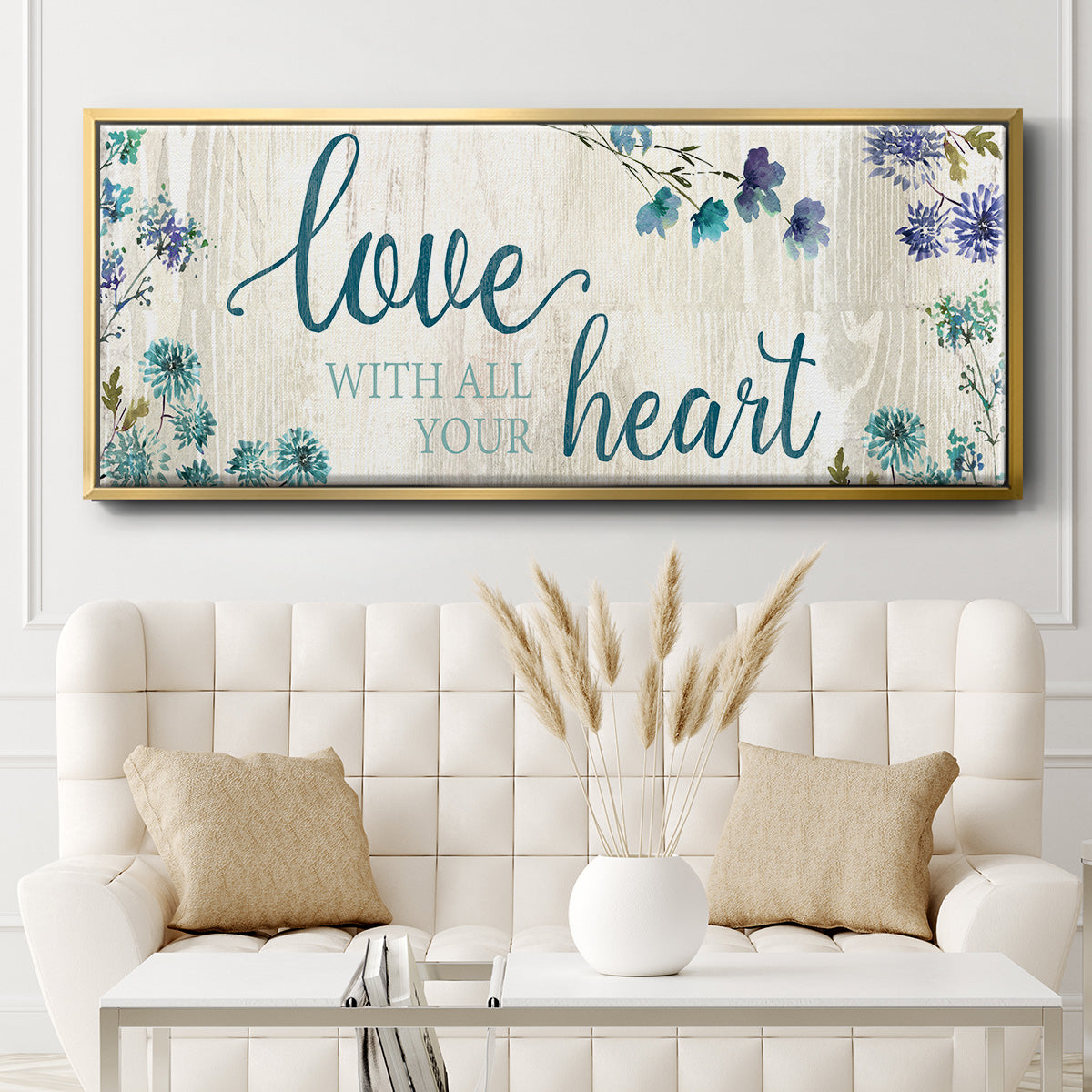 Love With All Your Heart - Floater Framed Canvas Print