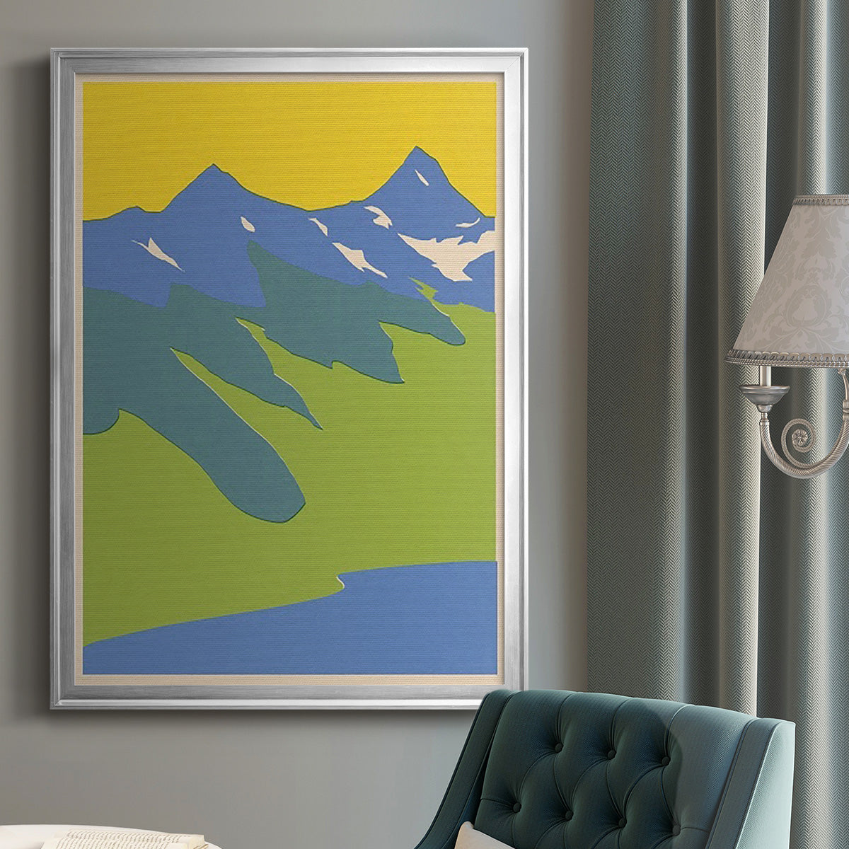 Bright Glacial Lake II - Modern Framed Canvas Print